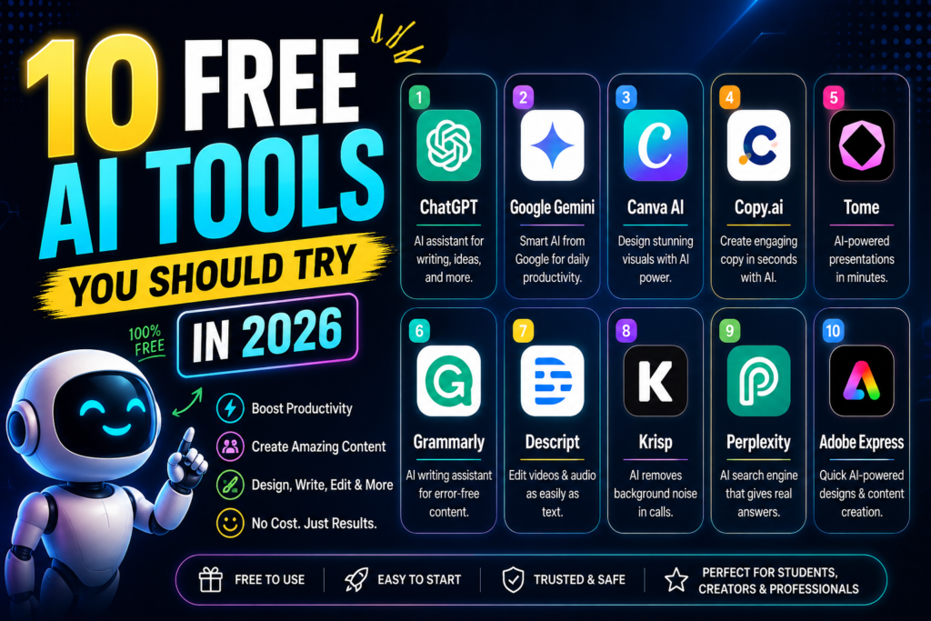 10 Free AI Tools You Should Try in 2026