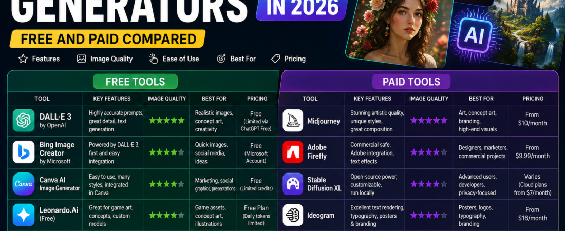  Best AI Image Generators in 2026 — Free and Paid Compared