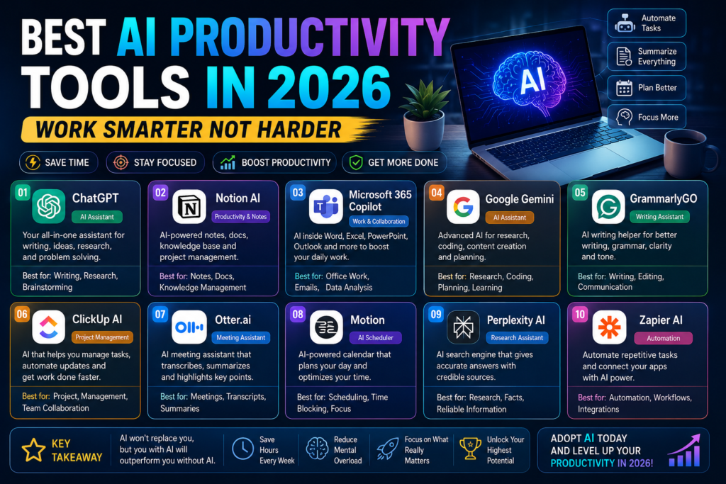 Best AI Productivity Tools in 2026 — Work Smarter Not Harder
