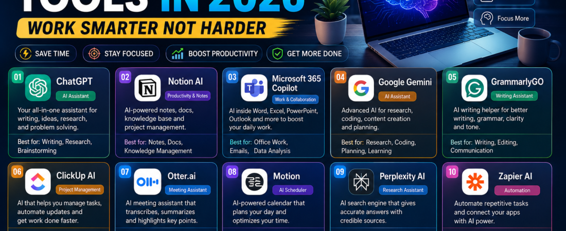 Best AI Productivity Tools in 2026 — Work Smarter Not Harder