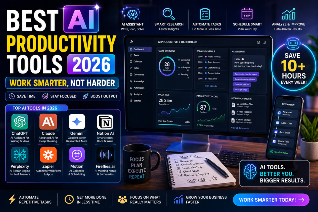 Best AI Productivity Tools in 2026 — Work Smarter Not Harder