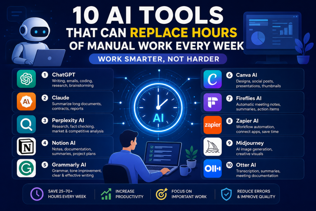 AI Tools That Can Replace Hours of Manual Work Every Week (2026 Guide)